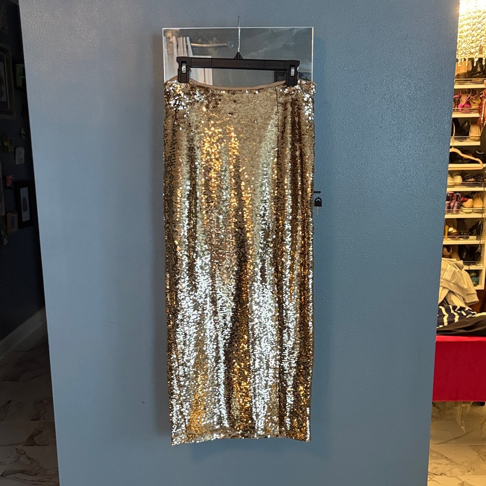Gianni Bini Gold Sequin Pencil Skirt
